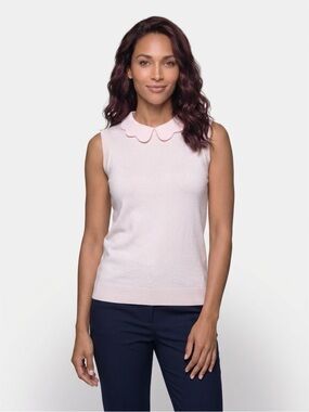 Banana Republic Pale Pink Sleeveless Knit Top with Scallop Collar
